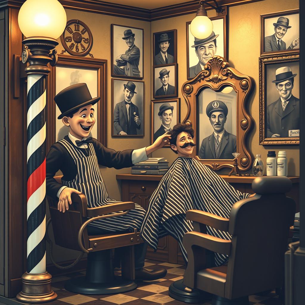 Whimsical 1920s Barber Shop Inspired by Charlie Chaplin