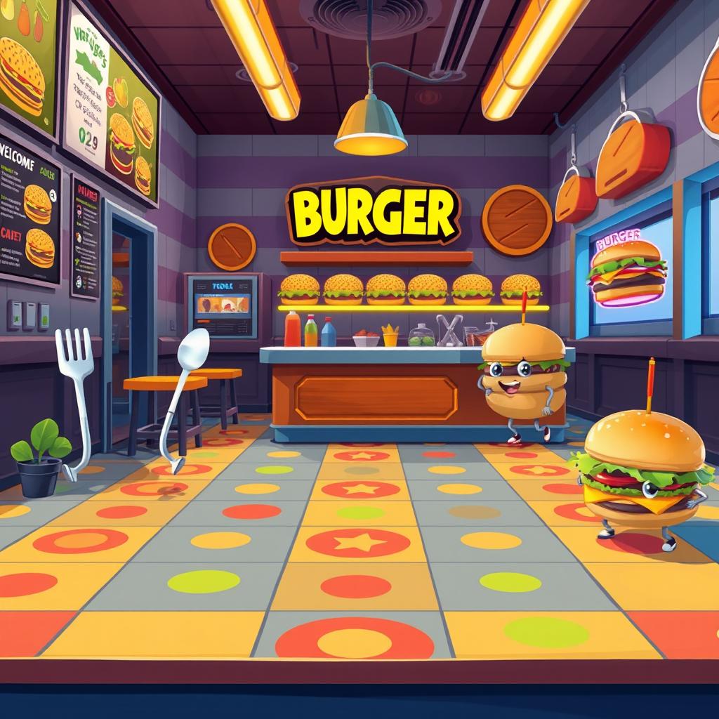 Dive into the Delicious World of a 2D Hamburger Restaurant!