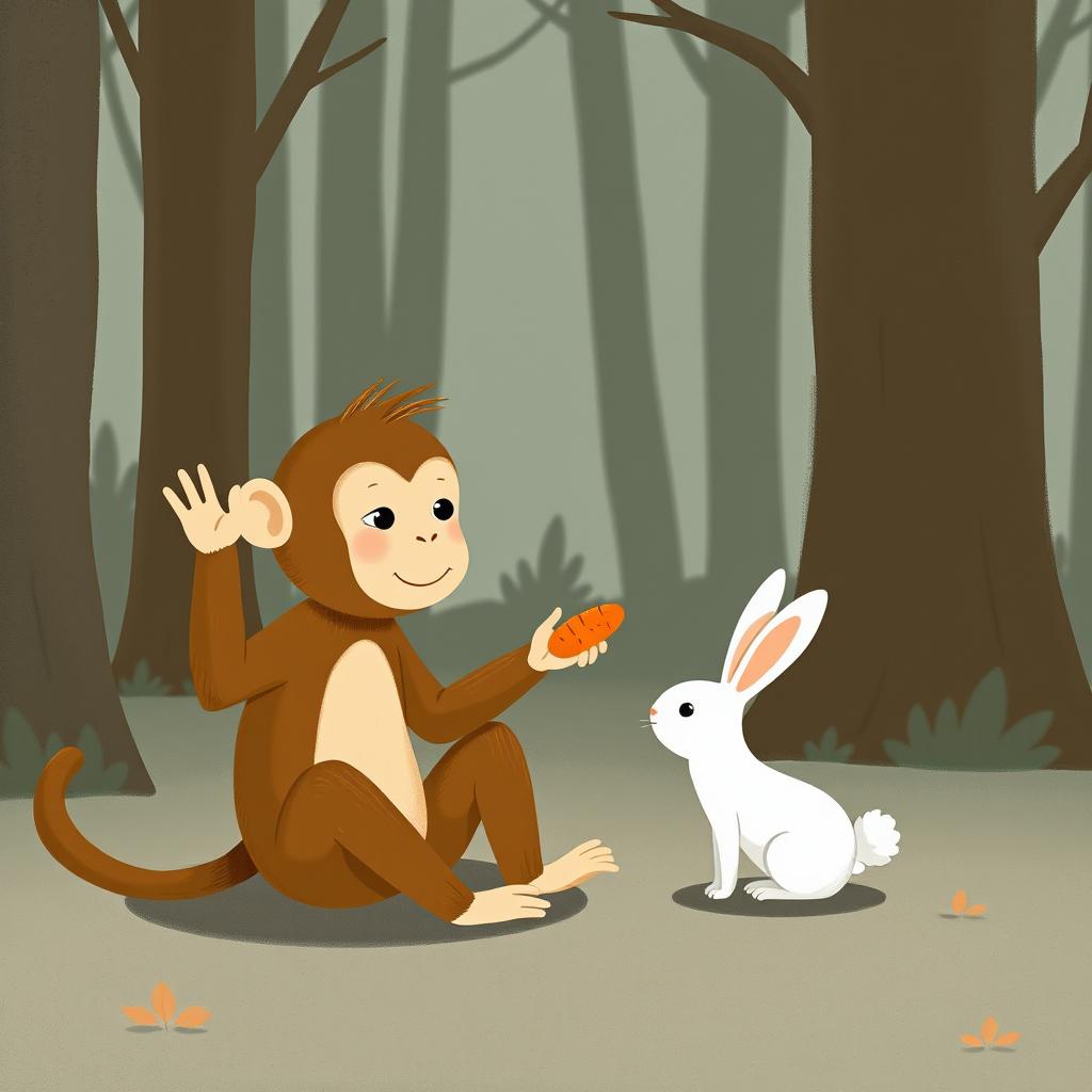 Adorable Brown Monkey Waving Hello!