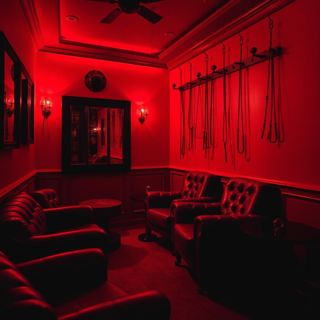 Indulge in Luxury: A Dimly Lit Red Sex Room