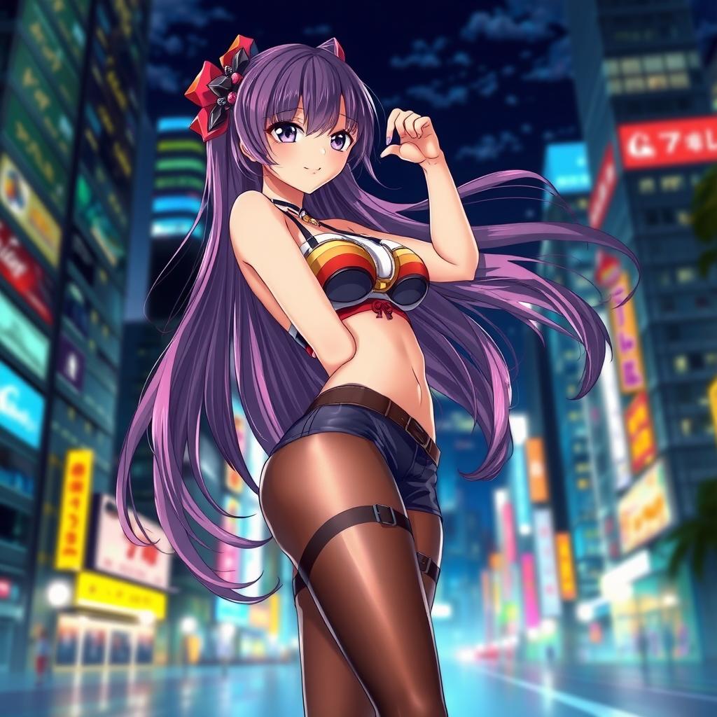 Playful Elegance: Stunning Anime Girl in Stockings