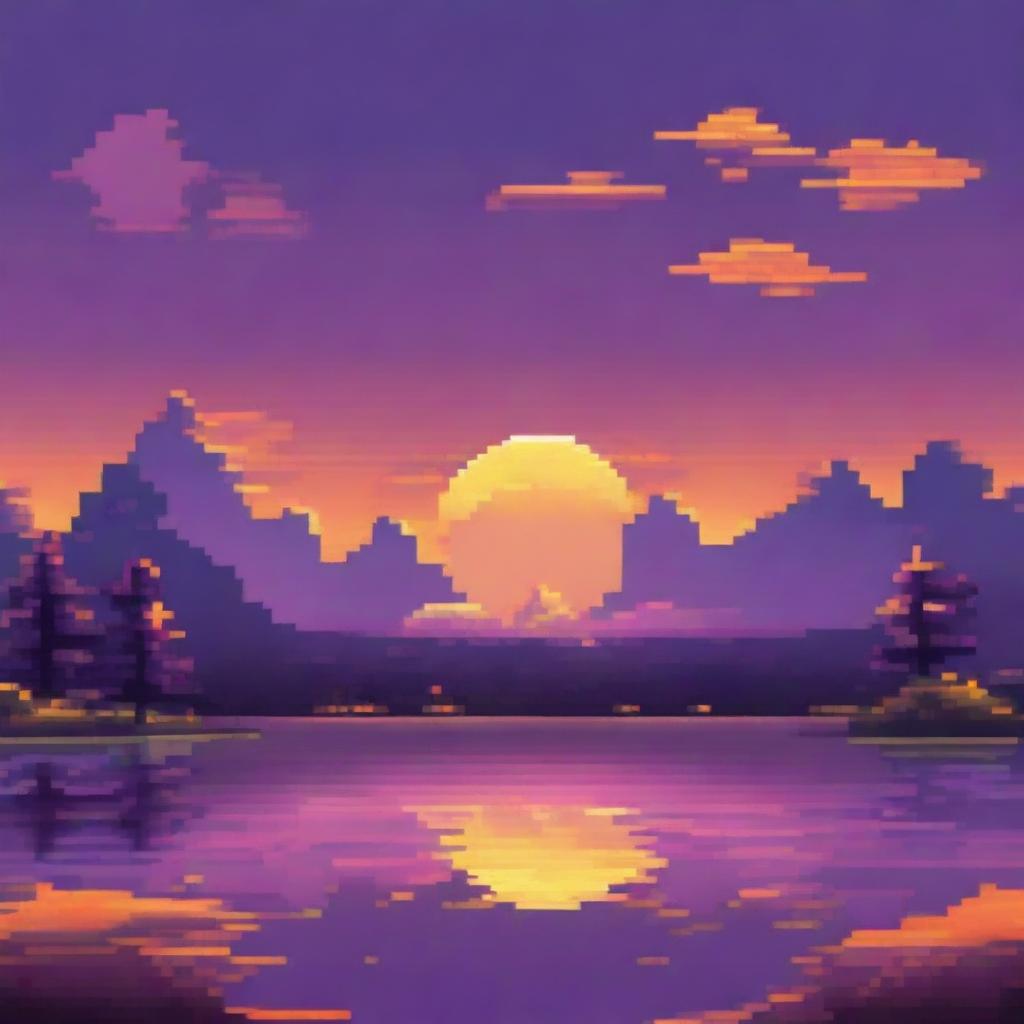 Retro Sunset Pixel Art