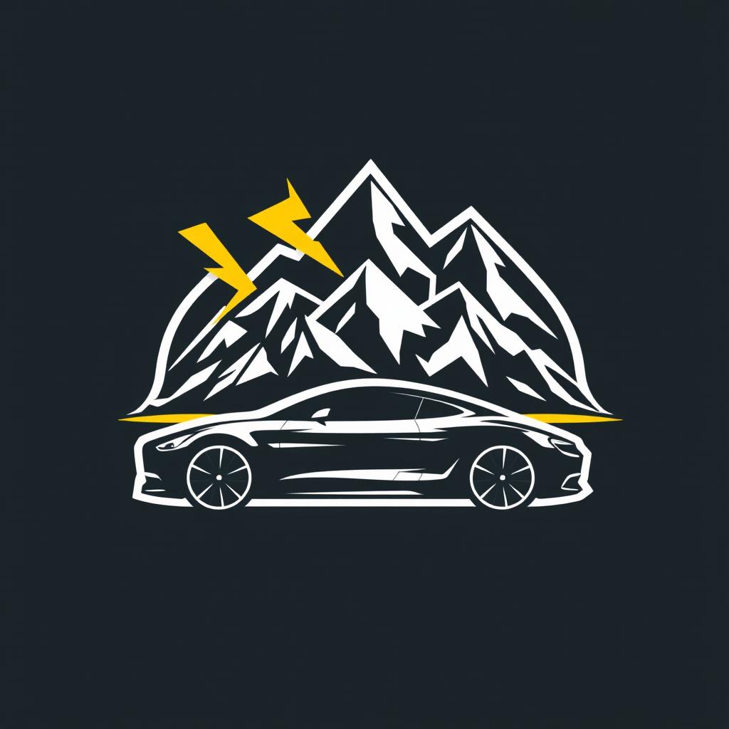 Electrifying Logo Design: Lightning, Mountains & Sleek Cars