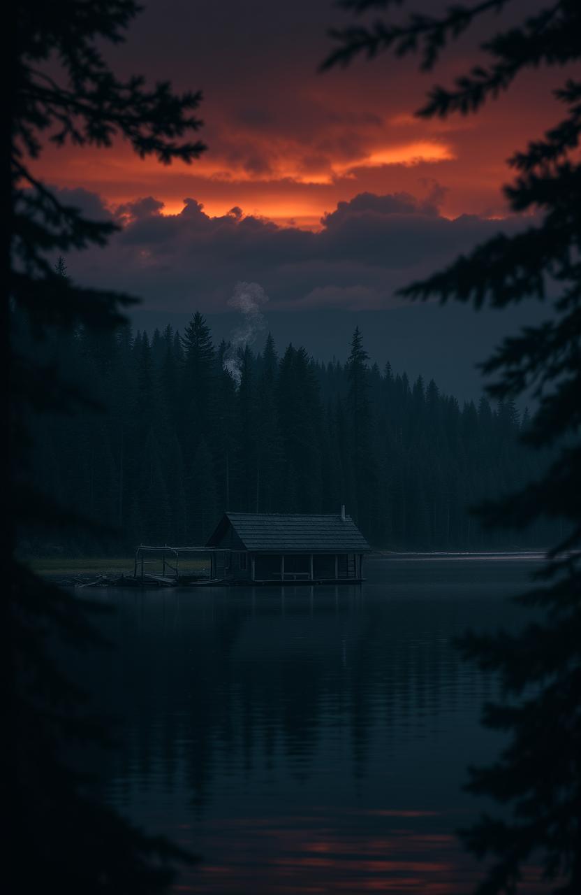 Enchanting Gloomy Cabin by the Tranquil Waters