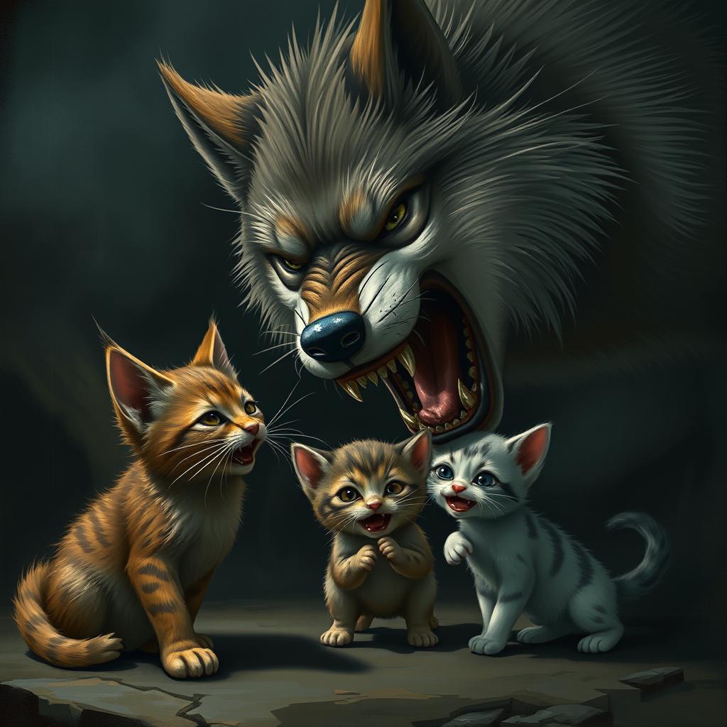 A Dramatic Showdown: Wolf vs. Cat