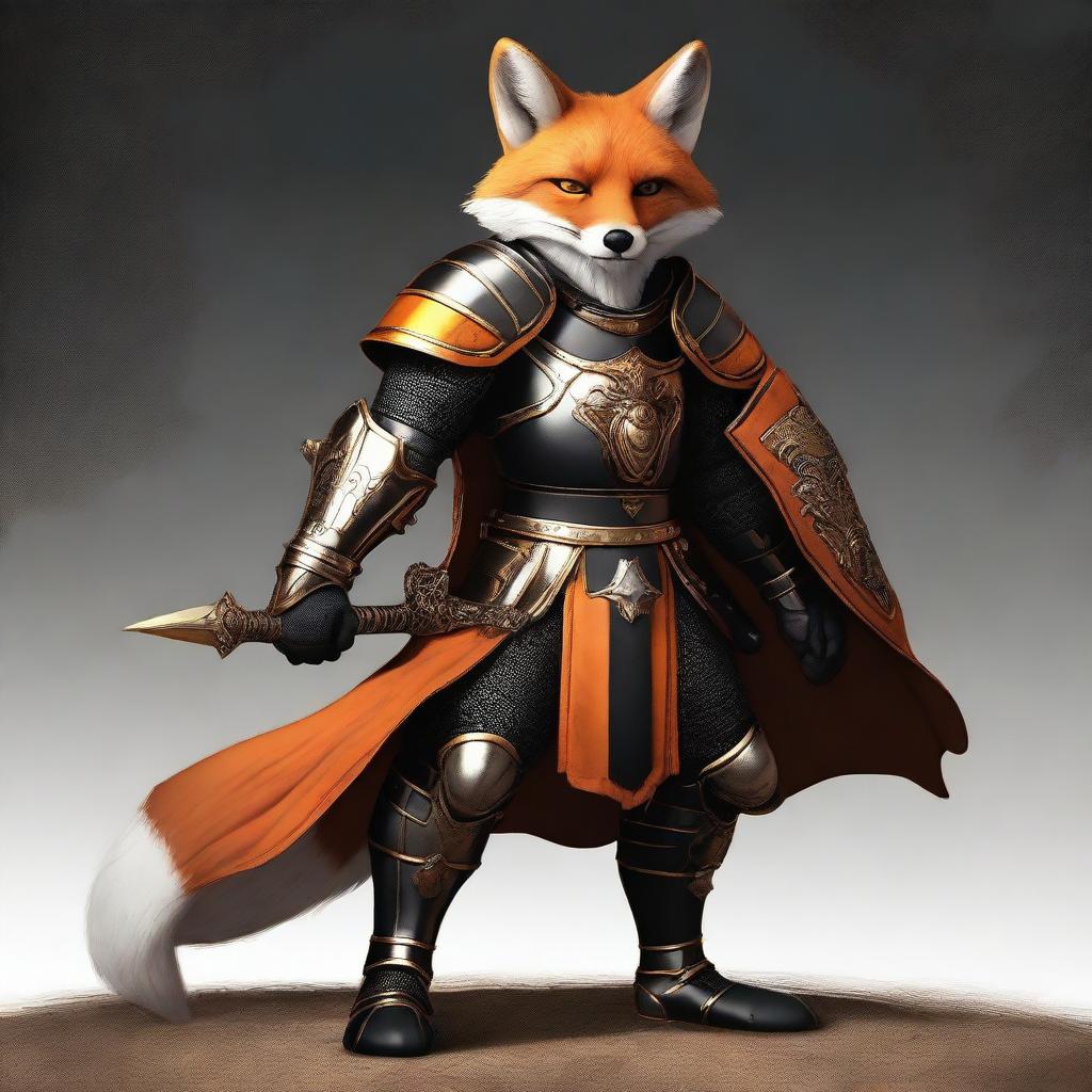 Majestic Armor: Fox in Black Steel, Epic Fantasy Art