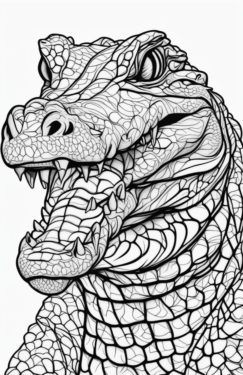 Realistic Crocodile Illustration in Black and White