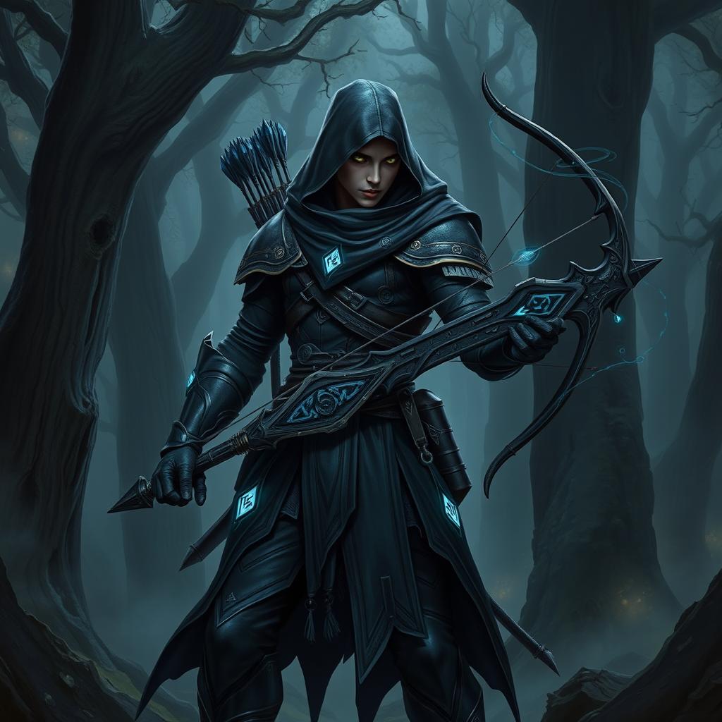 Dark-Themed Ranger: Elegance Meets Power in D&D