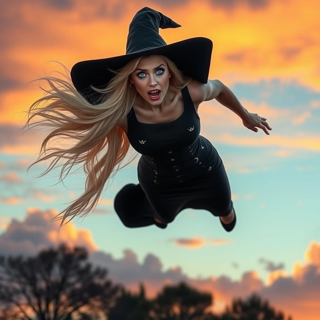 Enchanting Blonde Witch: A Dreamy Descent