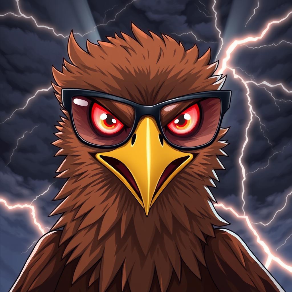 Fierce Anime Hawk with Stylish Glasses