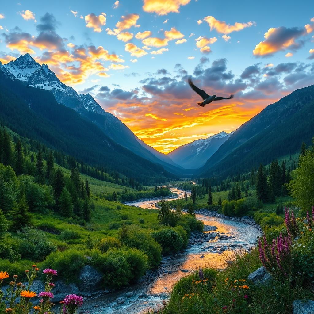 Breathtaking Mountain Valley at Golden Hour