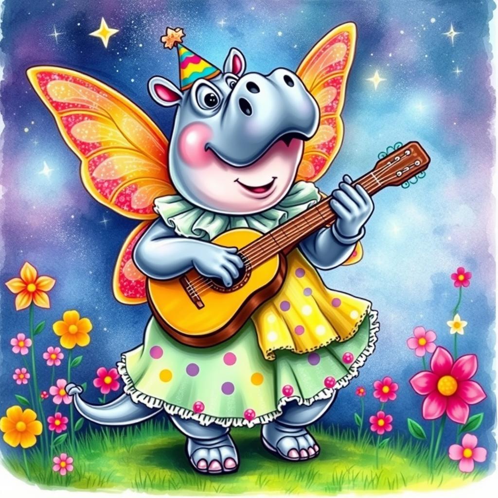 Whimsical Fairy Hippo Clown