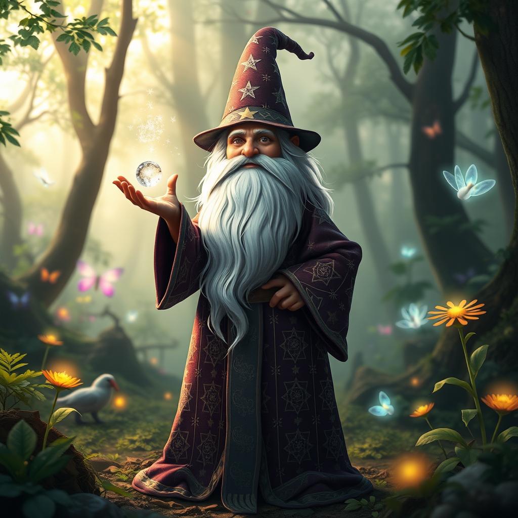 Enchanting Gnome Wizard in a Magical Forest