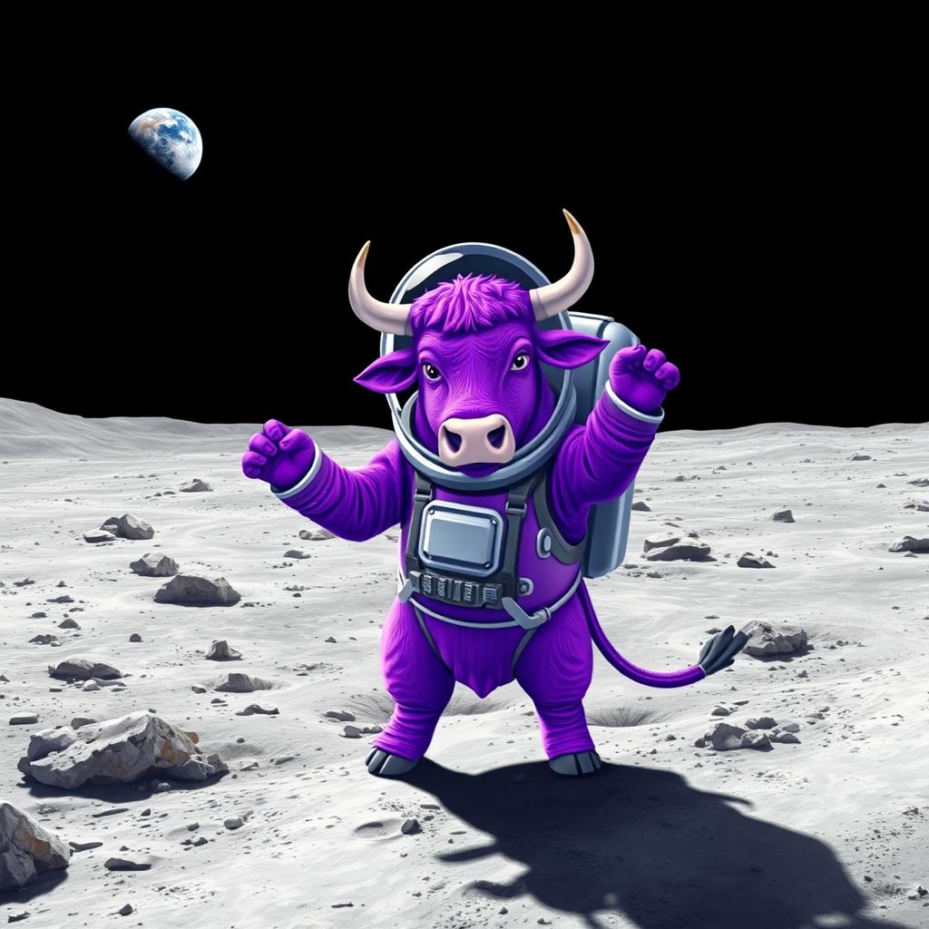 Cosmic Bull: A Vibrant Journey on the Moon