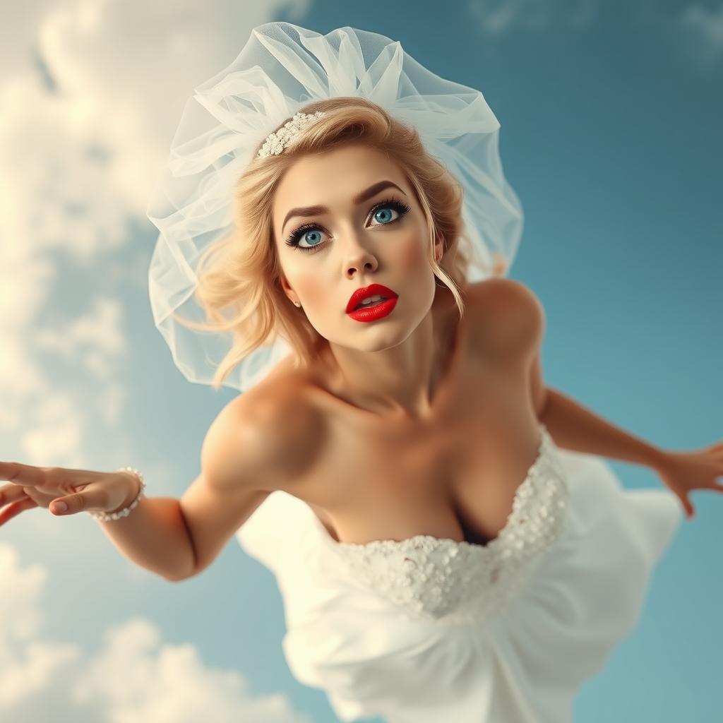 Elegant Blonde Bride in Stunning Wedding Dress