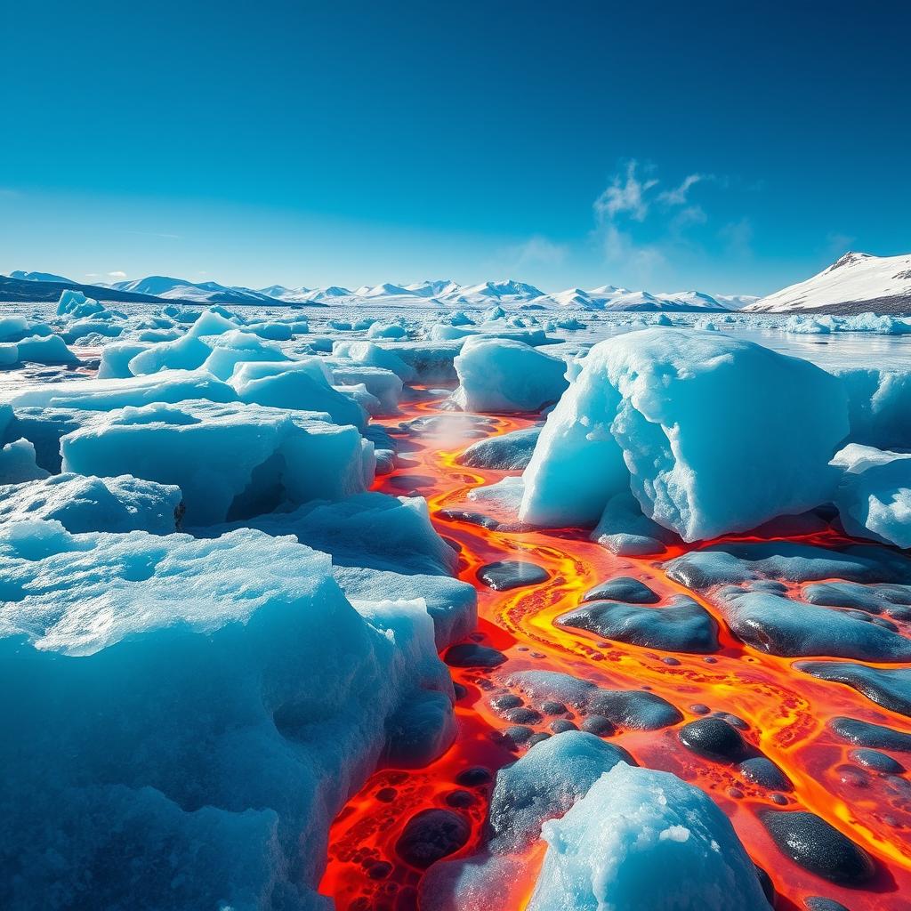 Surreal Frozen Ice Landscape: Flowing Like Lava