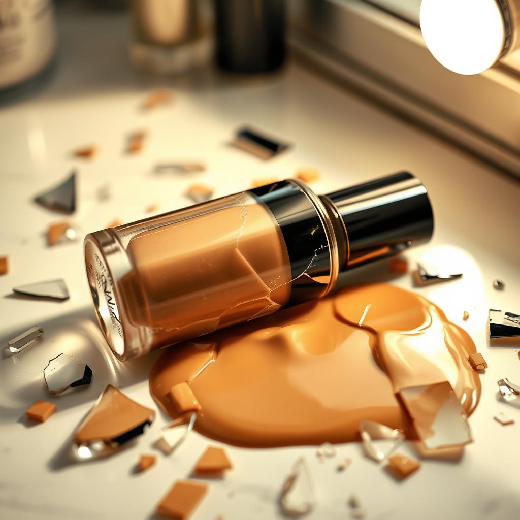 Beauty in Chaos: Broken Makeup Foundation Bottle