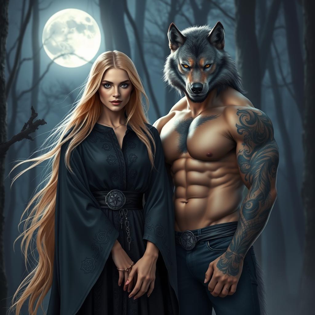 Enchanting Sandy Blonde Witch & Fearsome Werewolf