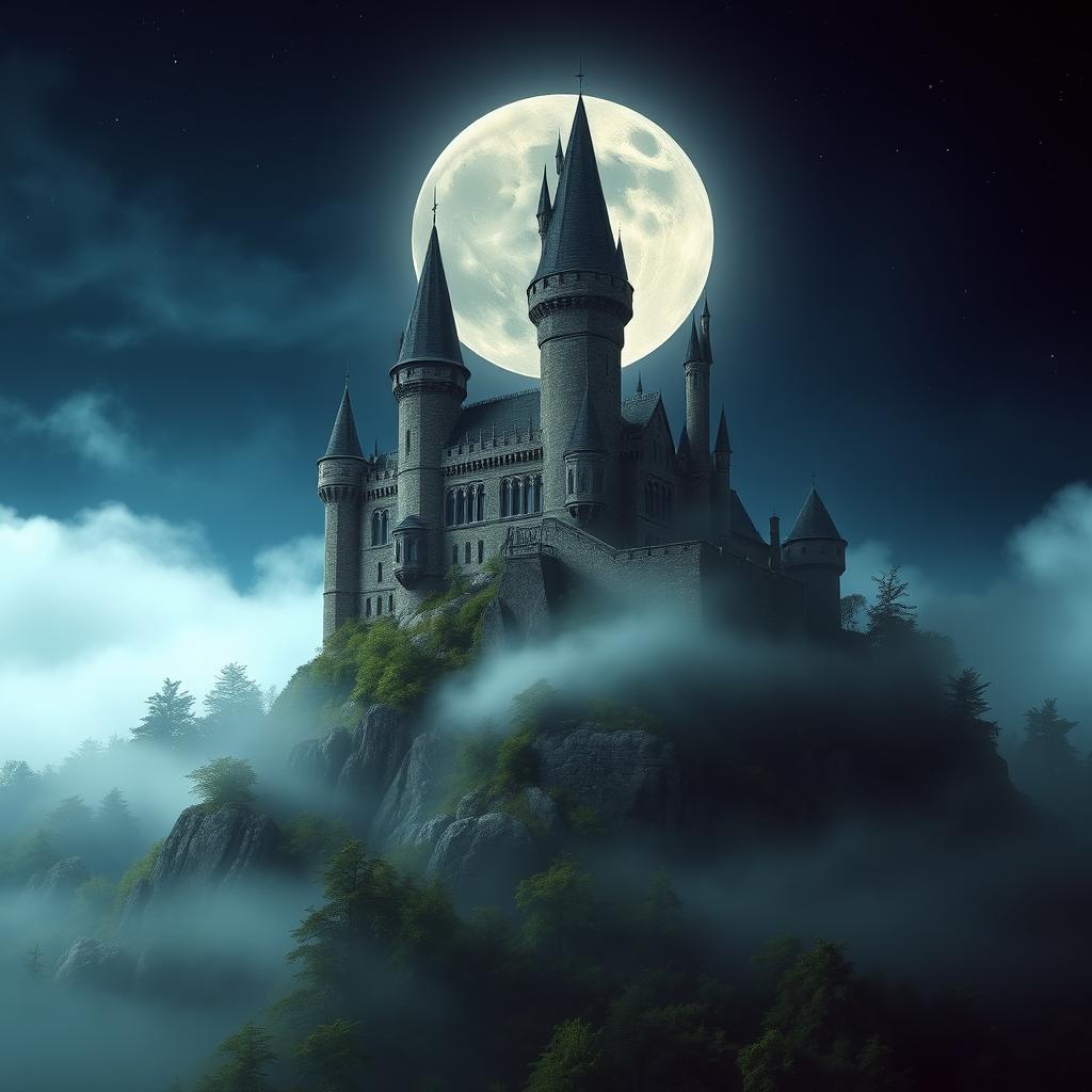 Enchanting Medieval Castle in Fog