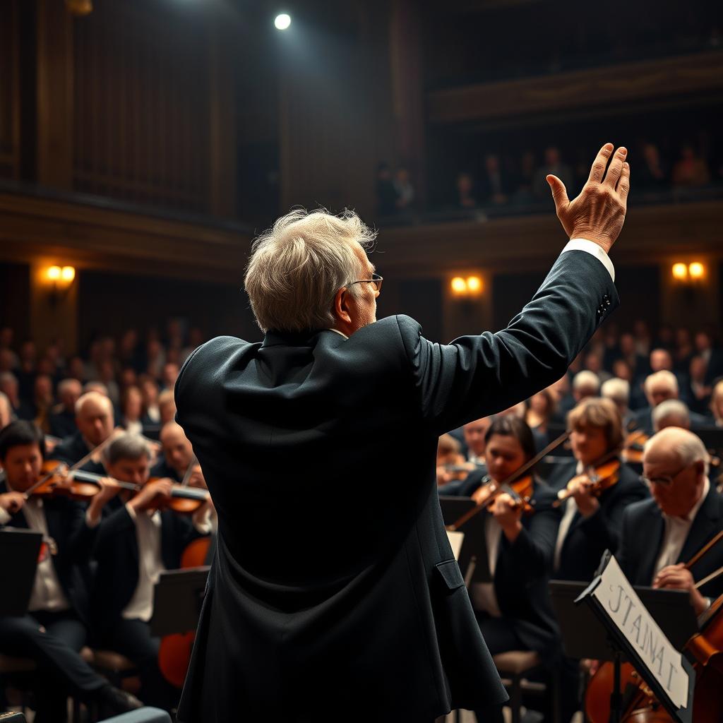 Intense Conductor on Stage: A Symphony of Passion