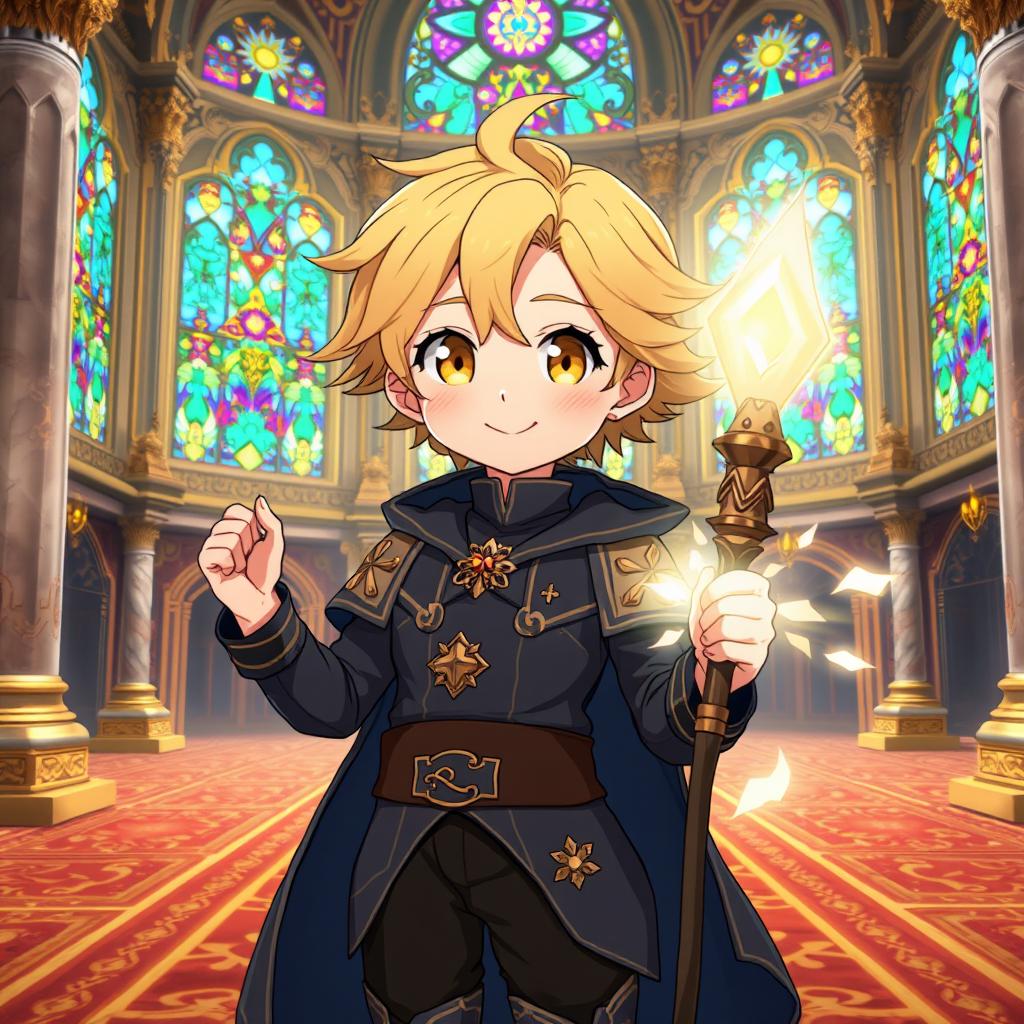 Cute Anime Boy with Bright Yellow Eyes