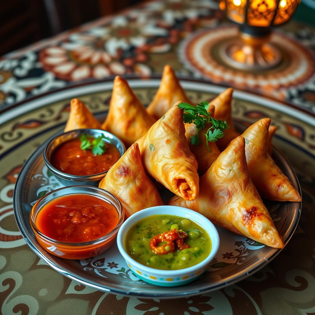 A Feast for the Eyes: Colorful Samosas Platter