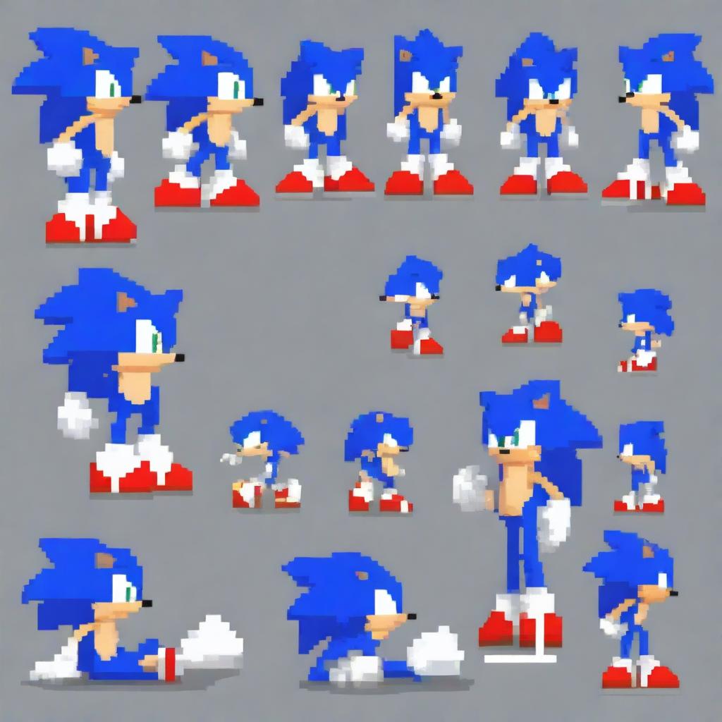 Classic Sonic Pixel Art Sprite Sheet