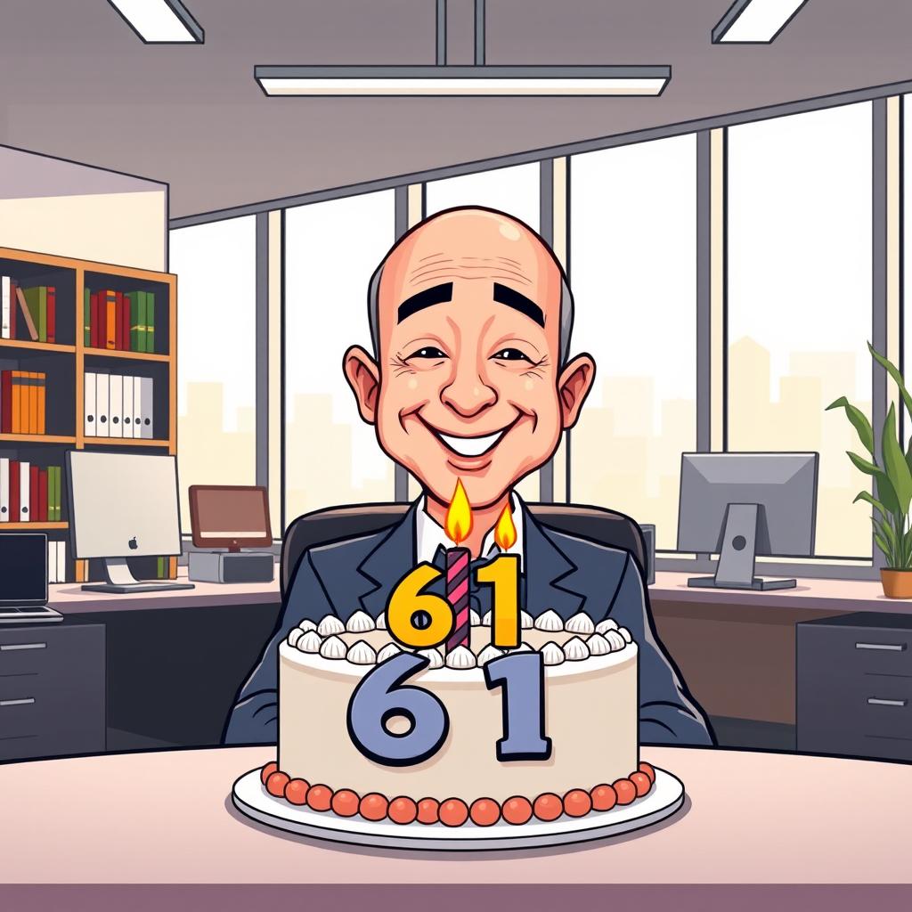 Celebrate 61! Jeff Bezos Cartoon Birthday Bash