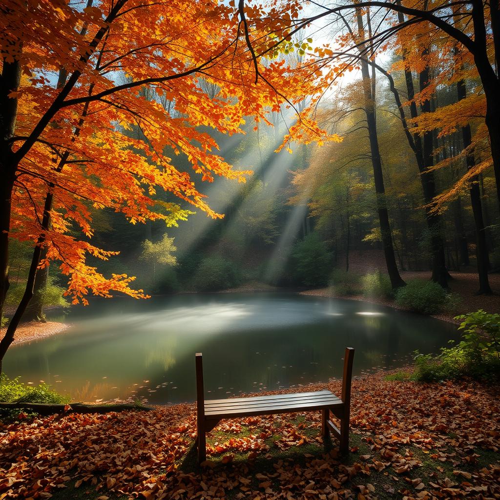 Serene Autumn Forest: Natures Vibrant Palette