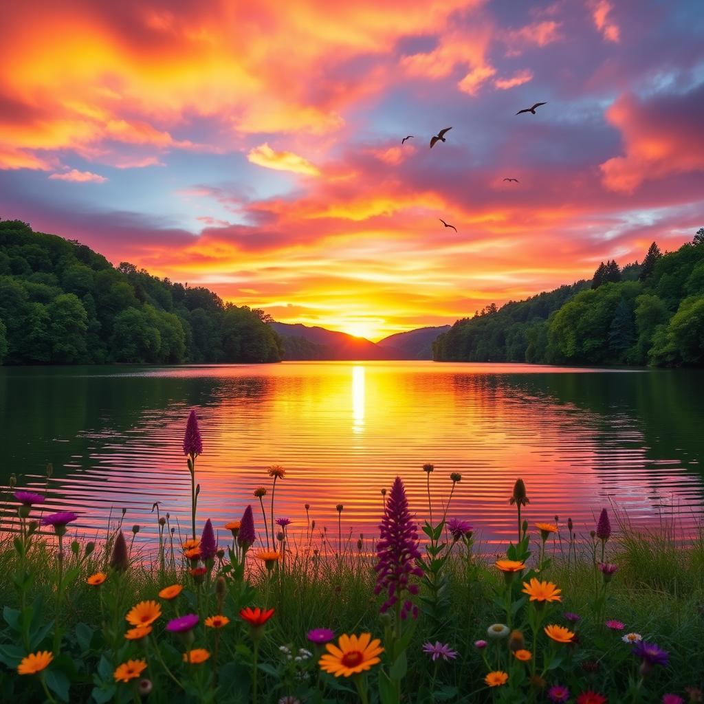 Escape to Tranquility: Serene Sunset Over a Quiet Lake