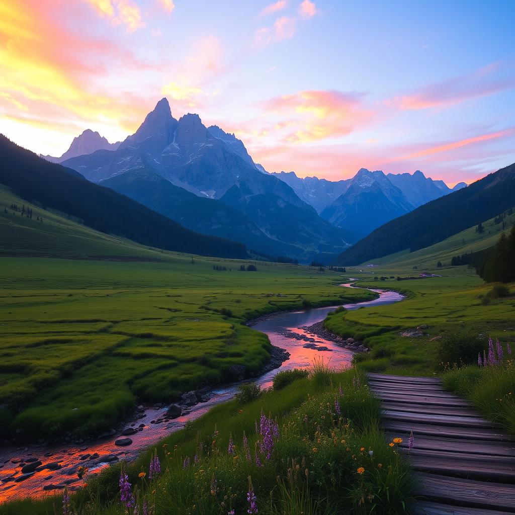 Discover Tranquility: A Serene Valley at Sunset