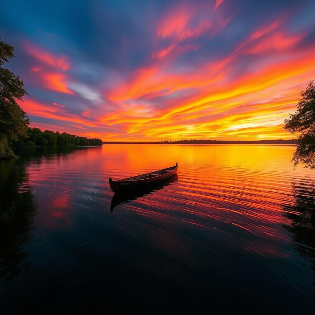 Stunning Sunset Serenity Over Lake