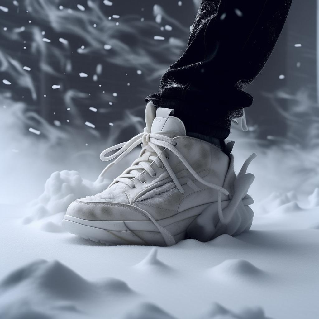 Chic in a Snowstorm: Avant-Garde White Sneakers