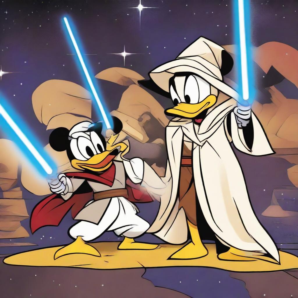 Epic Alliance: Donald & Mickey as Jedi Knights