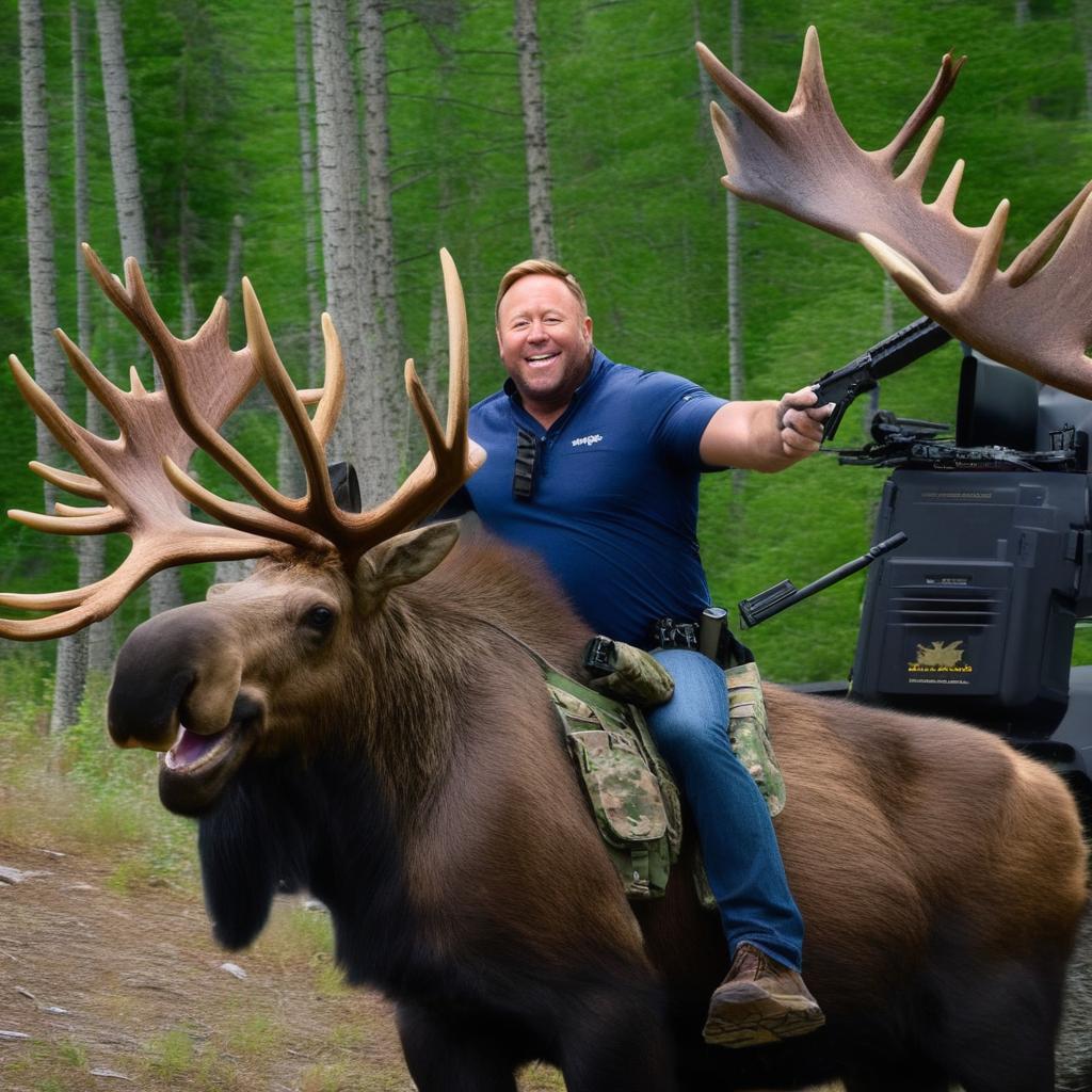 Whimsical Golf Cart Adventure with Moose and Reindeer